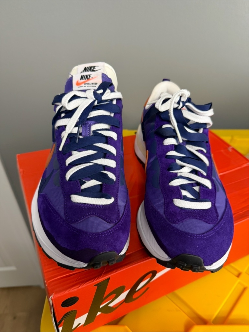 Nike Sacai Vapor Waffle Purple &Orange & White Men Running Sneakers